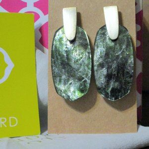 Kendra Scott earrings Aragon Drop Earrings in Sage Mica Gold Plated EUC